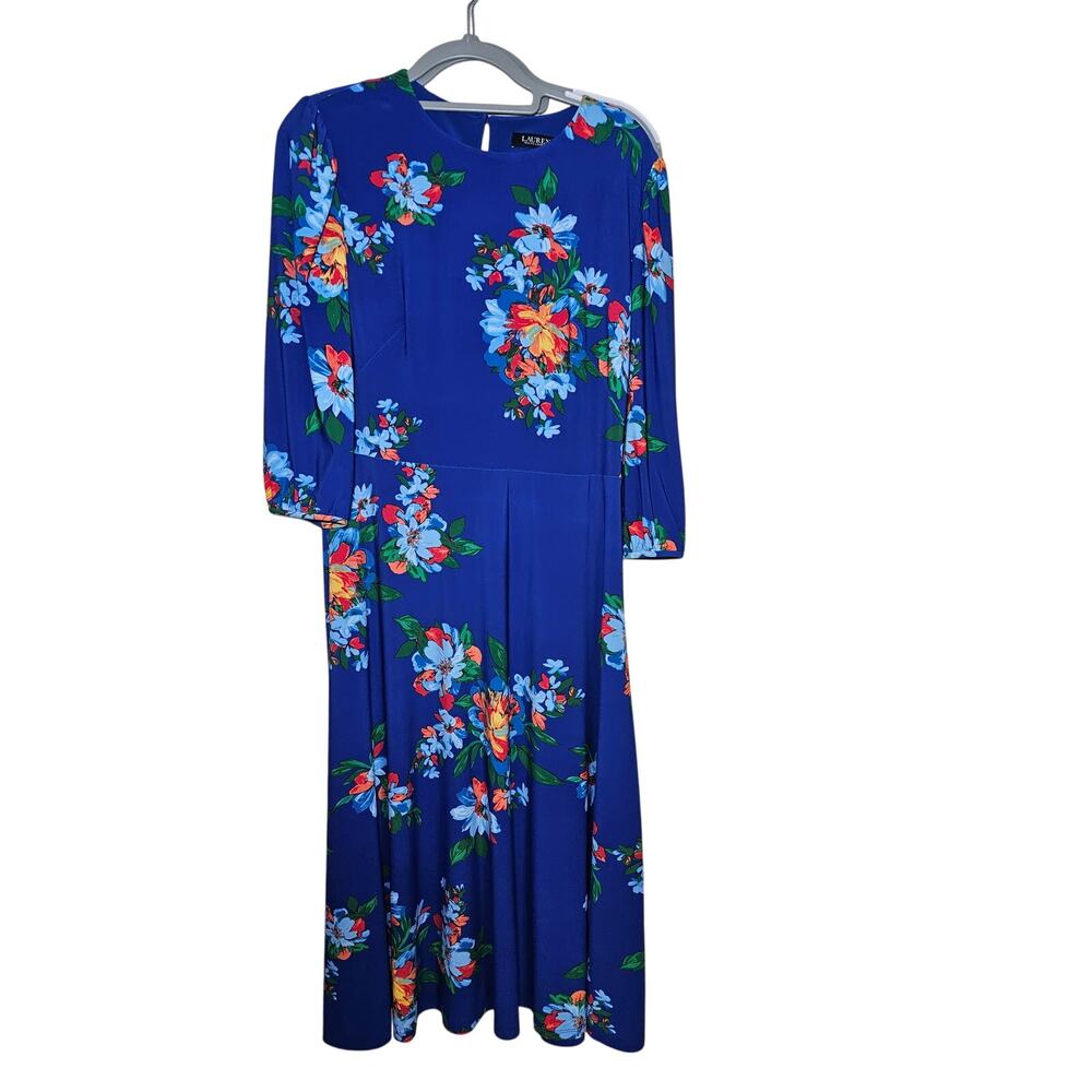 Lauren‎ Ralph Lauren Black Label Blue Floral Dress Size 12